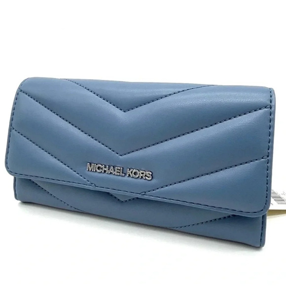 Michael Kors Large Trifold Wallet Blue Lagoon - Picture 3 of 9